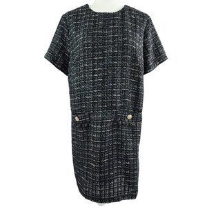 LOFT Black and White Tweed Mini Dress
